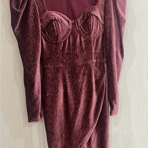 Lavish Alice Burgundy Long Sleeve Dress